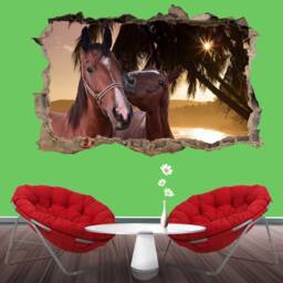 Beach Palm Trees Beautiful Horses Wall Sticker Decal Mural Poster Decor 096 - thumbnail 1