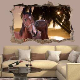 Beach Palm Trees Beautiful Horses Wall Sticker Decal Mural Poster Decor 096 - thumbnail 2