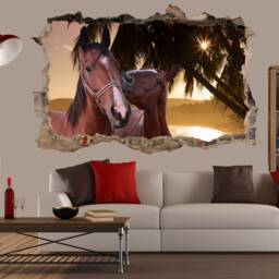 Beach Palm Trees Beautiful Horses Wall Sticker Decal Mural Poster Decor 096 - thumbnail 3