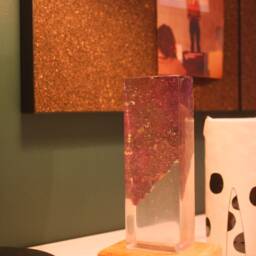 Epoxy Resin Night Lamp Blue & White Olive Wood Bedside Light - thumbnail 3
