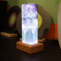 Epoxy Resin Night Lamp Blue & White Olive Wood Bedside Light - thumbnail 4