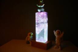 Epoxy Resin Night Lamp Blue & White Olive Wood Bedside Light