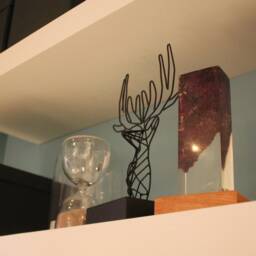 Epoxy Resin Night Lamp Blue & White Olive Wood Bedside Light - thumbnail 2