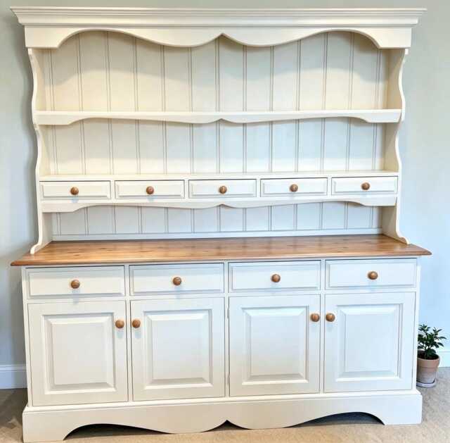 Sold Large Pine Welsh Dresser - Vintage Farmhouse Kitchen Hutch Solid Wood Country Cottage Style Can Be Painted Any Colour - image 1