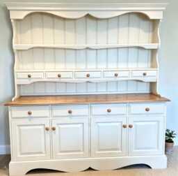 Sold Large Pine Welsh Dresser - Vintage Farmhouse Kitchen Hutch Solid Wood Country Cottage Style Can Be Painted Any Colour