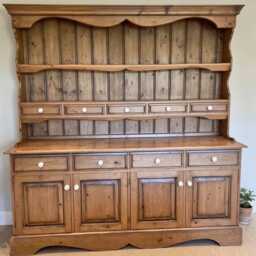 Sold Large Pine Welsh Dresser - Vintage Farmhouse Kitchen Hutch Solid Wood Country Cottage Style Can Be Painted Any Colour - thumbnail 3