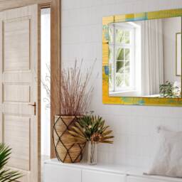 Abstract Oil Painting Mirror, Rectangular Mirror With Frame, Yellow Printed Decorative Wall Hallway - thumbnail 3