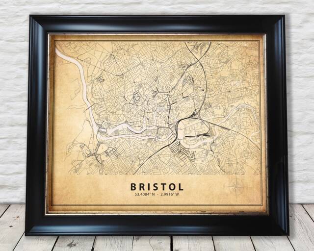 Bristol Vintage Map Style Print - Special Memories, Perfect Gift Exceptional Quality 230Gsm Unframed Framed Free Standard Delivery - image 1