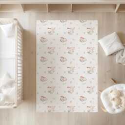 Watercolour Cute Bunnies & Rug Carpet, Woodland Animals, Decor, Children's Room Decor, Kids Rug, Bunny Decor - thumbnail 1