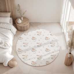 Watercolour Cute Bunnies & Rug Carpet, Woodland Animals, Decor, Children's Room Decor, Kids Rug, Bunny Decor - thumbnail 3
