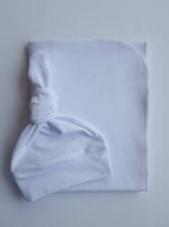 White Gender Neutral Take Home Set. Swaddle Blanket &newborn Hat. Baby Shower Gift. Newborn Photo Prop - thumbnail 1