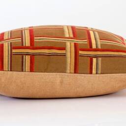 Plaid Pillow Cover in Brown, Red & Gold 20x20 - thumbnail 3