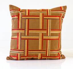 Plaid Pillow Cover in Brown, Red & Gold 20x20 - thumbnail 1