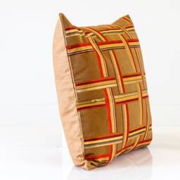 Plaid Pillow Cover in Brown, Red & Gold 20x20 - thumbnail 2