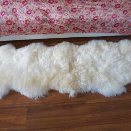 "Giant White Sheepskin Rug, Xxl Genuine Leather Throw - 79"" X 30" - thumbnail 3