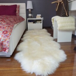 "Giant White Sheepskin Rug, Xxl Genuine Leather Throw - 79"" X 30" - thumbnail 2