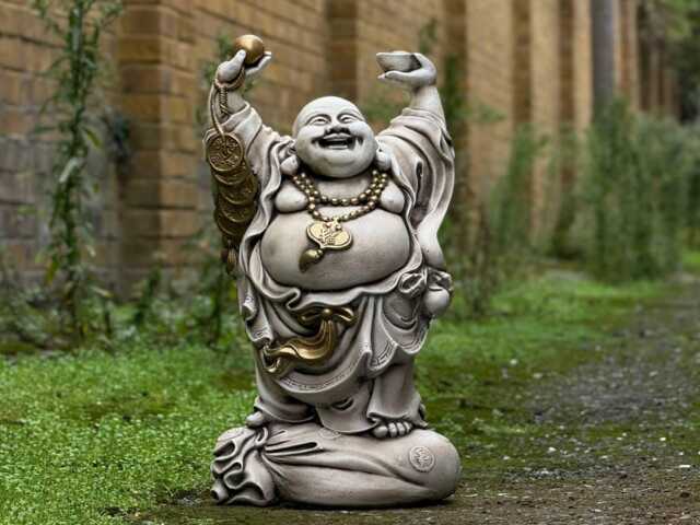Large Happy Buddha Decor Outdoor Smiling Statue Japanese Budbhist Ornament Traditional Yard Art Zen Garden Figurine Lover Gift - image 1