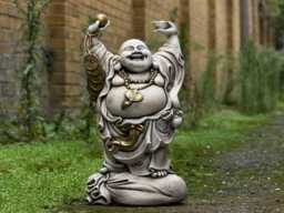 Large Happy Buddha Decor Outdoor Smiling Statue Japanese Budbhist Ornament Traditional Yard Art Zen Garden Figurine Lover Gift - thumbnail 1