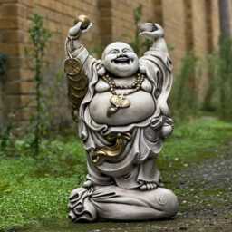 Large Happy Buddha Decor Outdoor Smiling Statue Japanese Budbhist Ornament Traditional Yard Art Zen Garden Figurine Lover Gift - thumbnail 3