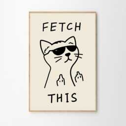Fetch This Cat Art Canvas Poster, Trendy Wall Art, Funny Aesthetic Decor, Retro Home Printed Gift - thumbnail 2