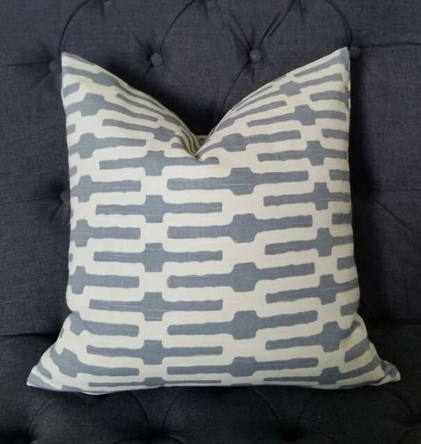 Annie Selke - Links Grey, Cream Decorative Pillow Cushion Cover Accent Throw - image 1