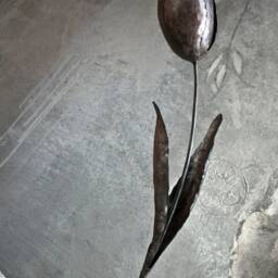 Big Wrought Iron Tulip, Welded, Handmade By Thesteelstylethings, Whimsical Eternal Metal Flower - 3D Art 6Th Anniversary Gift - thumbnail 3