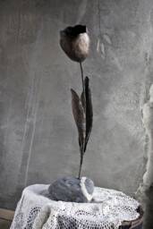 Big Wrought Iron Tulip, Welded, Handmade By Thesteelstylethings, Whimsical Eternal Metal Flower - 3D Art 6Th Anniversary Gift