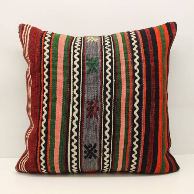 Vintage Kilim Pillow Cover 24x24, Turkish Oriental Design - image 1