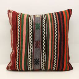 Vintage Kilim Pillow Cover 24x24, Turkish Oriental Design - thumbnail 1