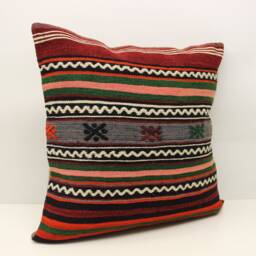 Vintage Kilim Pillow Cover 24x24, Turkish Oriental Design - thumbnail 2