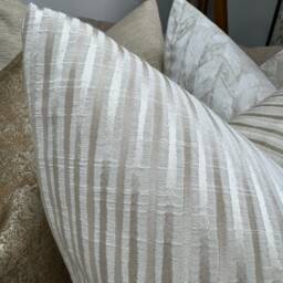 Ashley Wilde Fabric Cushion Pillow Cover, Striped Textured in Champagne - Double Sided Natural, Beige Sofa, Bed Cover - thumbnail 2