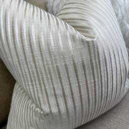Ashley Wilde Fabric Cushion Pillow Cover, Striped Textured in Champagne - Double Sided Natural, Beige Sofa, Bed Cover - thumbnail 3