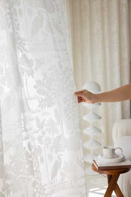 Custom Curtains White Jungle Jacquard Net Sheer Voile Curtain For Bedroom Living Room - image 1