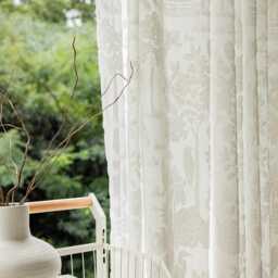 Custom Curtains White Jungle Jacquard Net Sheer Voile Curtain For Bedroom Living Room - thumbnail 2