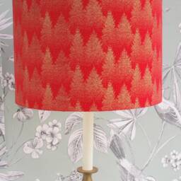 Handmade Christmas Tree Lampshade Red & Gold Drum Shade For The Festive Season - thumbnail 2