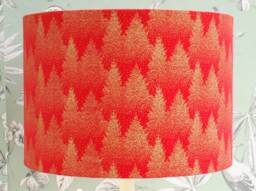 Handmade Christmas Tree Lampshade Red & Gold Drum Shade For The Festive Season - thumbnail 1