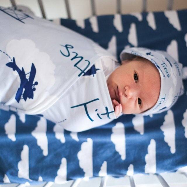 Personalized Baby Blanket Gift Airplane Shower Newborn Watch Me Grow Boy Custom Monogram - image 1
