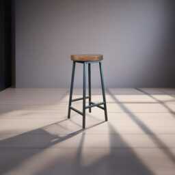 Bertie Elmsworth - Steel Frame Industrial Bar Stool With Chunky Elm Seat - thumbnail 3