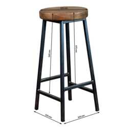 Bertie Elmsworth - Steel Frame Industrial Bar Stool With Chunky Elm Seat - thumbnail 2