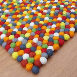 Handmade Wool Felt Ball Rug Colorful Nursery Decor - thumbnail 2