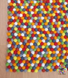 Handmade Wool Felt Ball Rug Colorful Nursery Decor - thumbnail 1