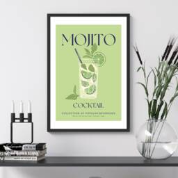Mojito Cocktail Art Print Poster - Party Signature Drink Sign Trendy Wall Decor Minimalist Elegant Retro Gift A5 A4 A3 - thumbnail 2