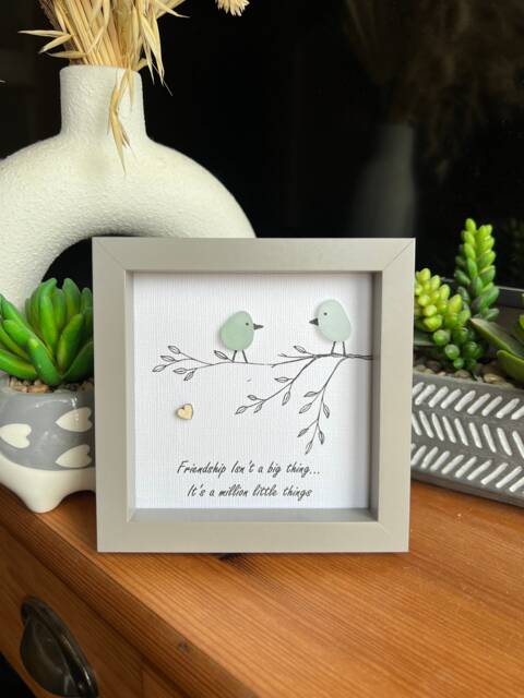Best Friends Birds Personalised Sea Glass Art. The Million Little Things, Friendship Present - image 1