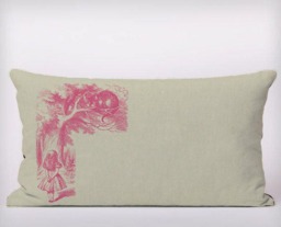 Alice in Wonderland Cheshire Cat Pink - Cushion Cover Case Or Stuffed With Insert - thumbnail 2