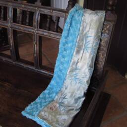 "Ice Blue Brocade Baby Blanket, ""Lovely Lawrence" - thumbnail 3
