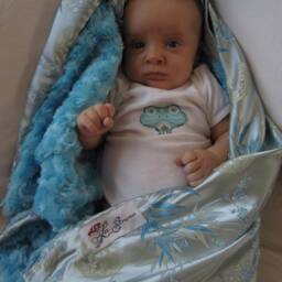 "Ice Blue Brocade Baby Blanket, ""Lovely Lawrence" - thumbnail 2