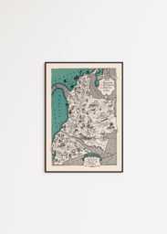Vintage Map Of Colombia & Ecuador South America Canvas Wall Art - thumbnail 1