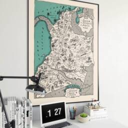 Vintage Map Of Colombia & Ecuador South America Canvas Wall Art - thumbnail 3