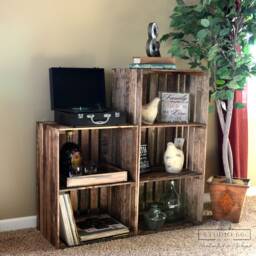 3-Tier Record Player Stand With Storage, Solid Wood Turntable For Vinyl Records - Medium Brown - thumbnail 3