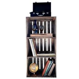 3-Tier Record Player Stand With Storage, Solid Wood Turntable For Vinyl Records - Medium Brown - thumbnail 1
